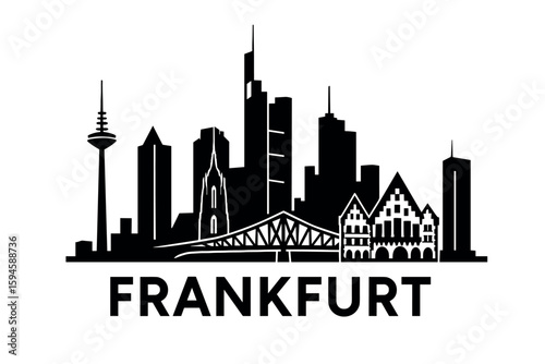 City skyline with iconic buildings and landmarks of Frankfurt