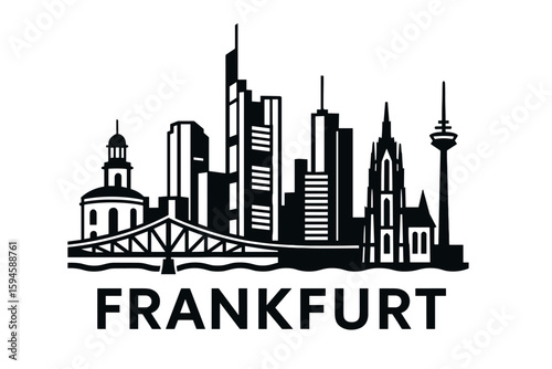 City skyline with iconic buildings and landmarks of Frankfurt