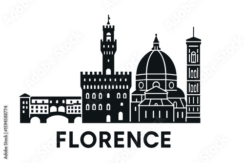 City skyline with iconic buildings and landmarks of Florence