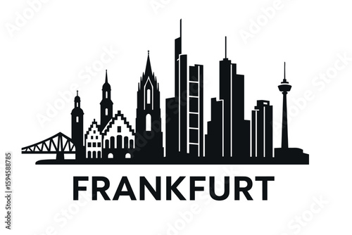 City skyline with iconic buildings and landmarks of Frankfurt