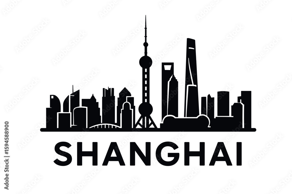 Fototapeta premium City skyline with iconic buildings and landmarks of Shanghai