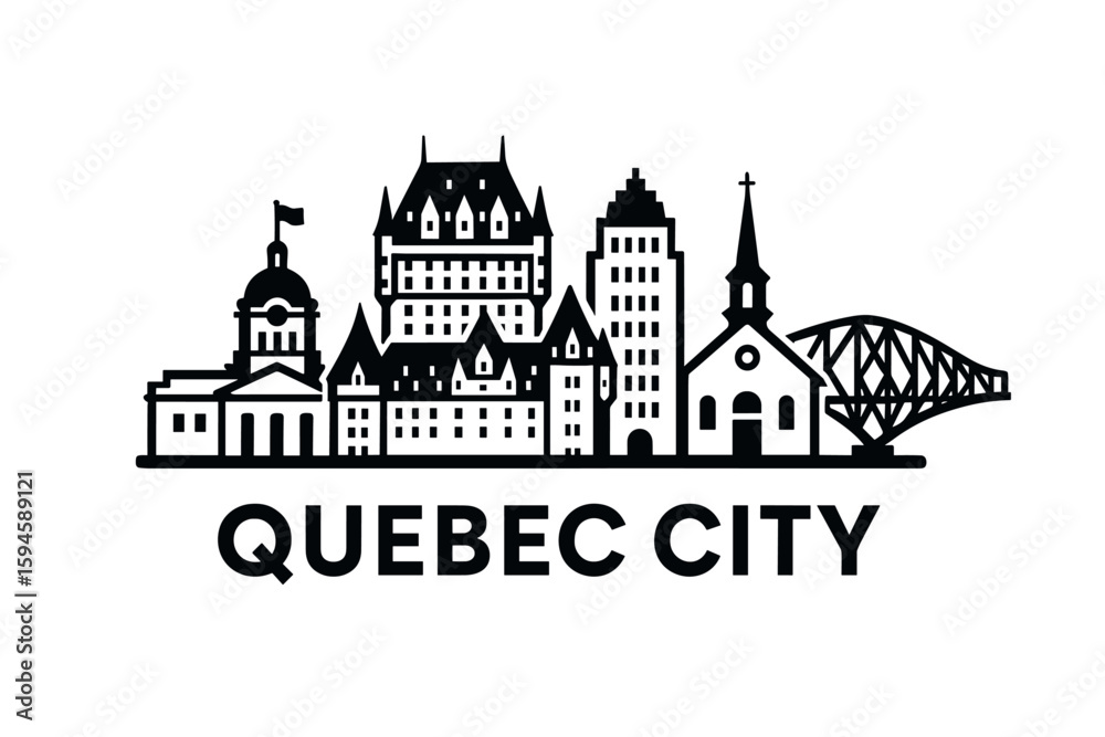Obraz premium City skyline with iconic buildings and landmarks of Quebec City