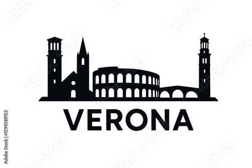 City skyline with iconic buildings and landmarks of Verona