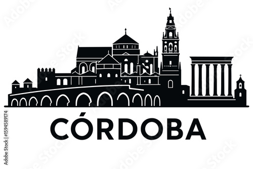 City skyline with iconic buildings and landmarks of Córdoba