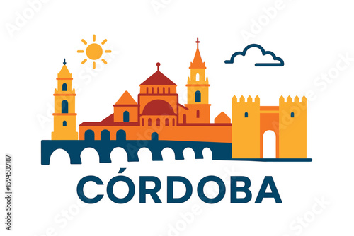City skyline with iconic buildings and landmarks of Córdoba