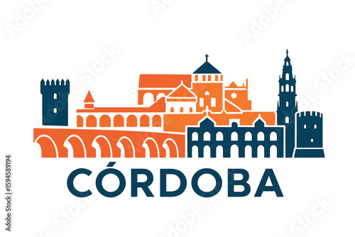 City skyline with iconic buildings and landmarks of Córdoba