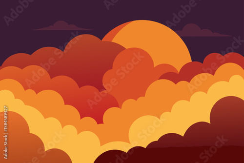 Dramatic Clouds Catching Warm Sunrise Tones Illustration