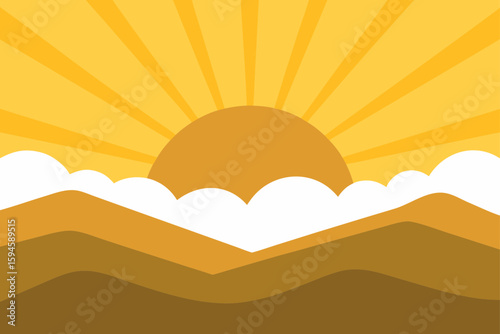 Fog Rising Over Hills with Golden Sunrise Rays Art