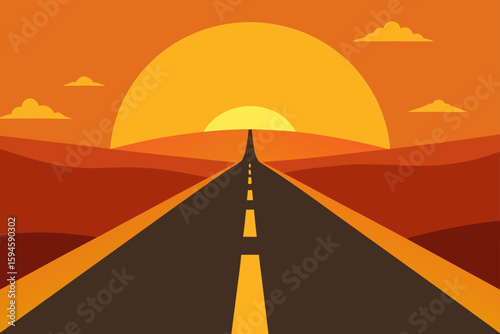 Rural Road Glowing with Backlight of Sunrise