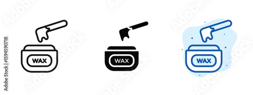 set of pixel perfect colored Wax icon, 1 silhouette, 1 Unexpanded, Beauty wax container symbolizing hair removal treatment.