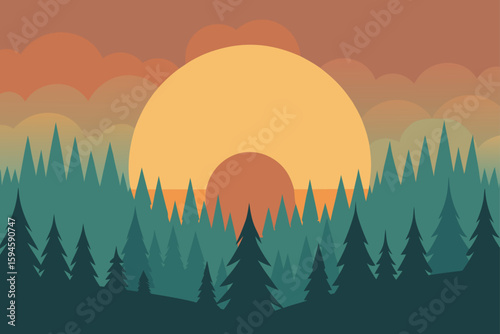 Sun Rising Through Dense Fog in Quiet Forest Art