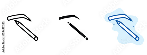 set of pixel perfect colored Brow pencil icon, 1 silhouette, 1 Unexpanded, Pencil illustration for defining eyebrows.