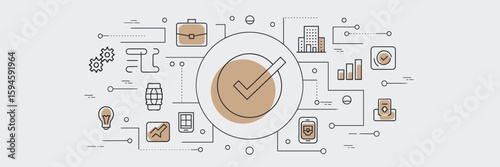 Vector branding mockup with checkmark and business icons – Great for business visuals, corporate websites, or design presentation templates