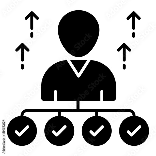 A solid design icon of verified employee