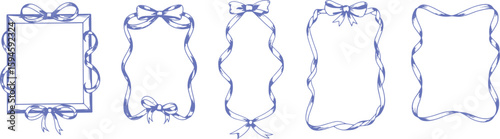 Hand-Drawn Ribbon and Bow Frame Set 