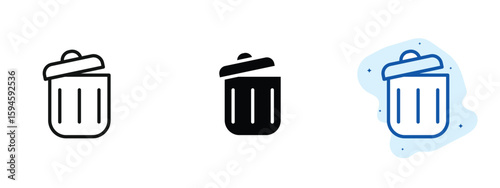 set of pixel perfect colored Delete icon, 1 silhouette, 1 Unexpanded, Trash bin or cross mark indicating removal.