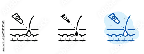 set of pixel perfect colored Laser hair removal icon, 1 silhouette, 1 Unexpanded, Symbol for hair removal using laser treatment.