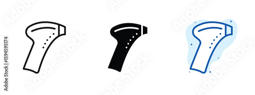 set of pixel perfect colored Laser epilator icon, 1 silhouette, 1 Unexpanded, Device emitting laser for hair removal.