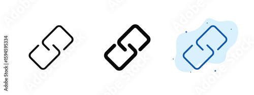 set of pixel perfect colored Link icon, 1 silhouette, 1 Unexpanded, Chain link icon for connections or hyperlinks.