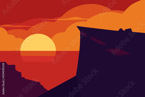 sunset above high cliffs