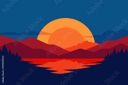 sunset above inland lake