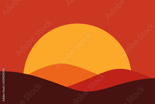 sunset behind dry hill