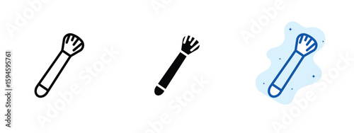 set of pixel perfect colored Makeup brush icon, 1 silhouette, 1 Unexpanded, Brush used for applying cosmetic powders or foundation.