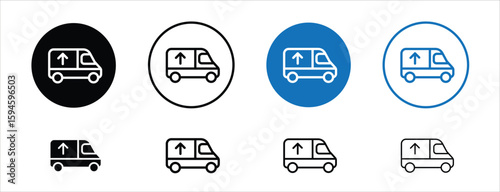 Slika na platnu set of pixel perfect colored Out for delivery icon, 1 silhouette, 1 Unexpanded, Package en route to destination
