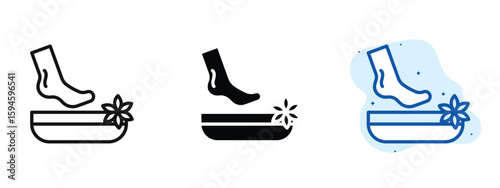 set of pixel perfect colored Padicure icon, 1 silhouette, 1 Unexpanded, Icon showing pedicure service for feet care.