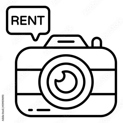 Vector design of camera for rent, photographic equipment