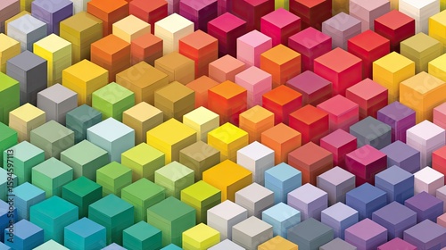 Colorful geometric cubes in a vibrant color palette.