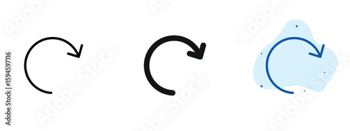 set of pixel perfect colored Redo icon, 1 silhouette, 1 Unexpanded, Circular arrow icon symbolizing redo or repeat function.