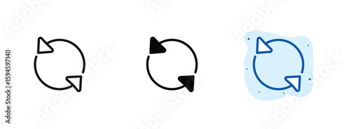 set of pixel perfect colored Refresh icon, 1 silhouette, 1 Unexpanded, Sync arrows icon representing reload, refresh, or update process.