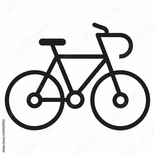 Bicycle Line Icon Vector – Generative AI Linocut Silhouette Design for Microstock