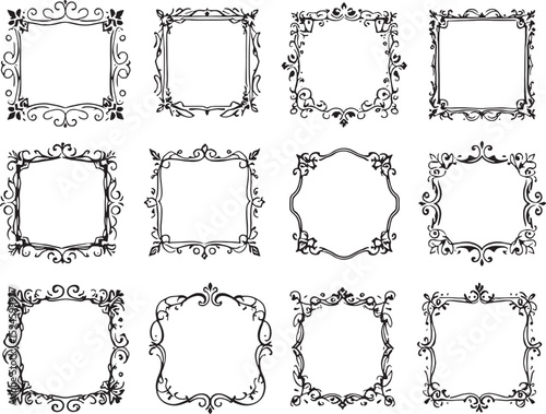Vintage frame design line art invited charm simplicity detailed delicate patterns