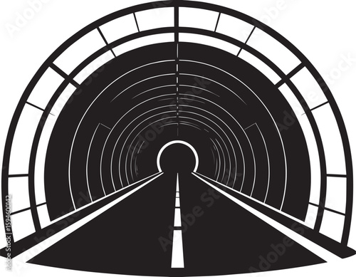 Tunnel Silhouette Vector Format – Black Underground Passage Illustration