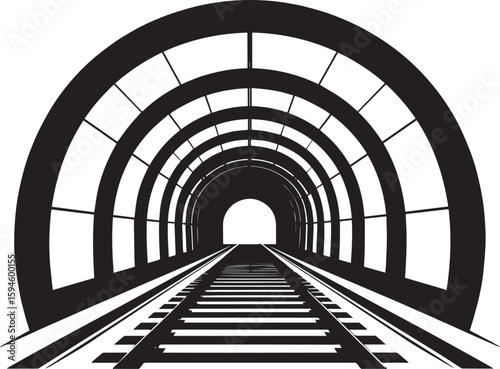 Tunnel Silhouette Vector Format – Black Underground Passage Illustration