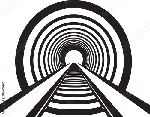 Tunnel Silhouette Vector Format – Black Underground Passage Illustration