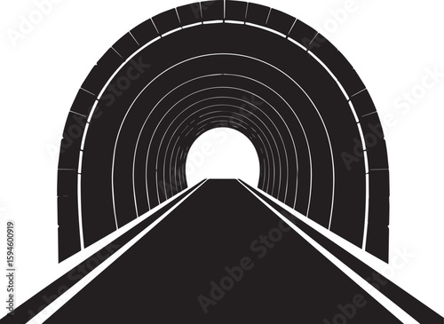 Fototapeta Naklejka Na Ścianę i Meble -  Tunnel Silhouette Vector Format – Black Underground Passage Illustration