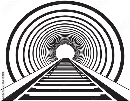 Tunnel Silhouette Vector Format – Black Underground Passage Illustration