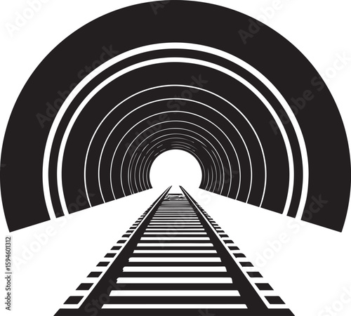 Fototapeta Naklejka Na Ścianę i Meble -  Tunnel Silhouette Vector Format – Black Underground Passage Illustration