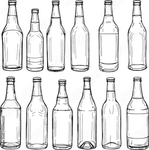 Bottle of beer line art invited clean crisp modern beverage icon