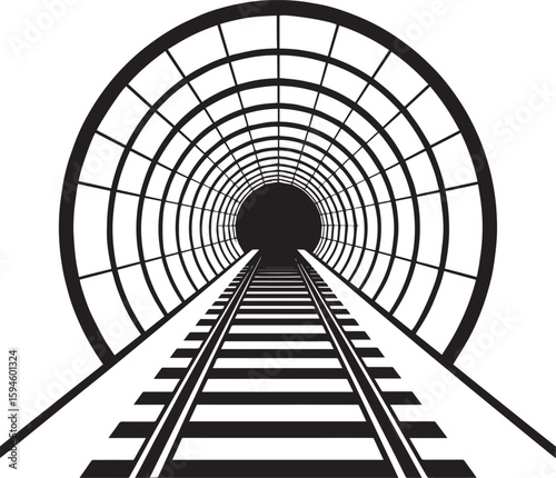 Fototapeta Naklejka Na Ścianę i Meble -  Tunnel Silhouette Vector Format – Black Underground Passage Illustration