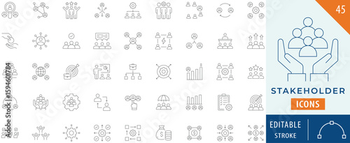Stakeholder icon collection set. Editable stroke.
