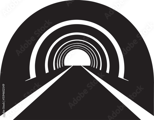 Fototapeta Naklejka Na Ścianę i Meble -  Tunnel Silhouette Vector Format – Black Underground Passage Illustration