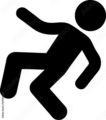 Slippery floor warning sign with a stick figure falling down on a surface
