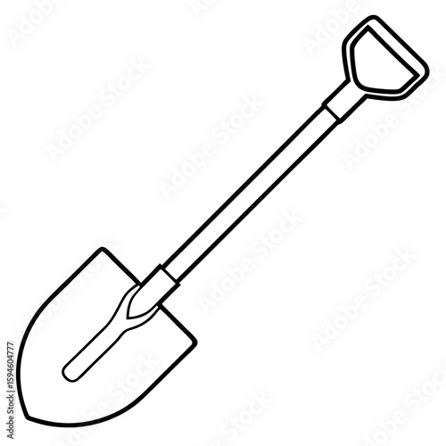 Shovel Tool Line Art Vector