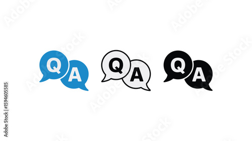 Vector art of q and a speech bubbles in different styles