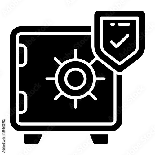 A solid design icon of safe box