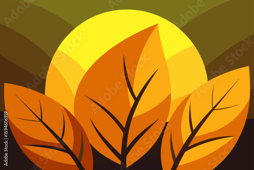 Close Up of Leaves Glowing with Backlight During Sunset Art